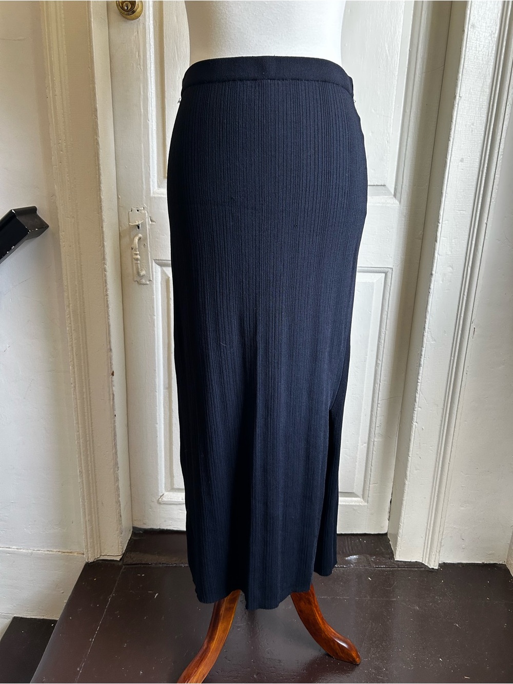Rachel Zoe Black Ribbed Knit Maxi Skirt Size Large
